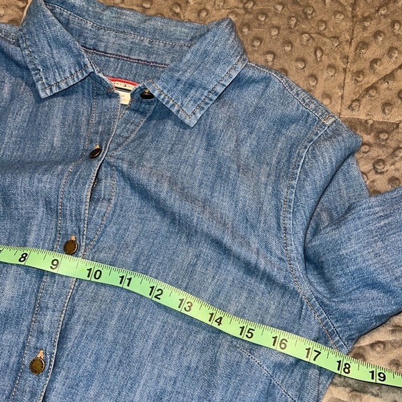 TOMMY HILFIGER small denim dress long sleeve pockets button down belted - Picture 5 of 13